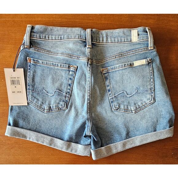 7 For All Mankind Mid Roll Short, Denim Jeans Shorts,  Sz 26 or Sz 4 NWT, NEW - Picture 5 of 10